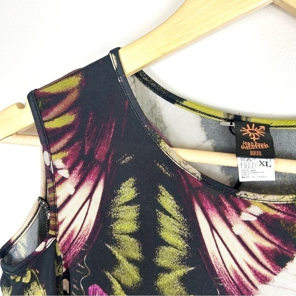 Y2K RARE Vintage Jean Paul Gaultier Soleil Fuzzi Butterfly Mid Length Dress XL - Picture 7 of 7
